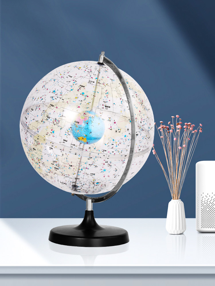 Large Transparent Globe with Lights, Celestial Globe Ornament, Earth Globe Model, Universe Celestial Body Instrument, Birthday Gift for Boys, Constellation Gift, Geography Teaching Tool, Instrument, Enlightenment Toy for Middle and High School Students