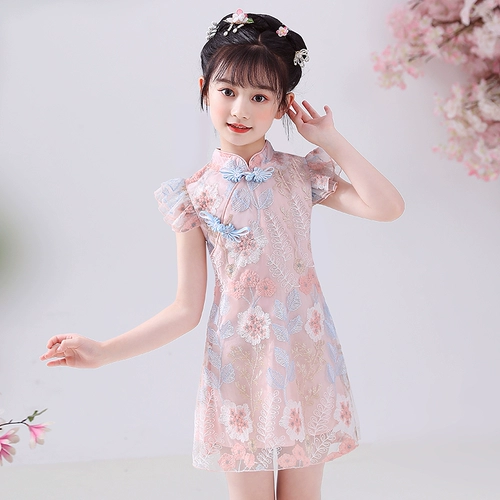 Ципао, летняя одежда, китайская вышивка, летнее платье для девочек, новая коллекция, в западном стиле, с вышивкой, китайский стиль