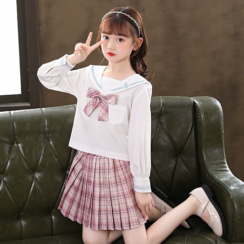 Летняя студенческая юбка в складку для школьников, детский комплект, летняя одежда, детская одежда