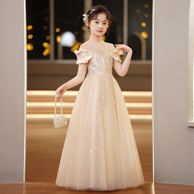 Girls dress skirt Western style princess wedding flower girl wedding dress children host catwalk birthday piano costumes