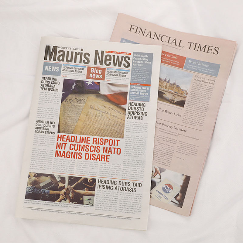 Children Retro Make Old English Newspaper Net Red Pendulum Pieces Home Decoration Photo Props Photography Art Background Outside View