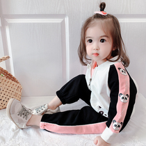 Female baby autumn 2021 new spring and autumn childrens foreign style two-piece children Korean childrens clothing girl Net red suit