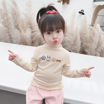 Girls base shirt 2021 new autumn winter dress childrens foreign semi-high neck T-shirt Spring and Autumn 3 female baby long sleeve shirt