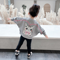 Girls Net red clothes Korean version of the tide 2021 new spring and autumn children Foreign style cartoon coat loose female baby autumn clothes