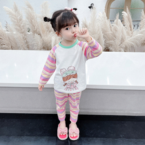 Childrens autumn clothes and trousers set cotton Womens baby spring and autumn girls thermal underwear set cotton pajamas autumn