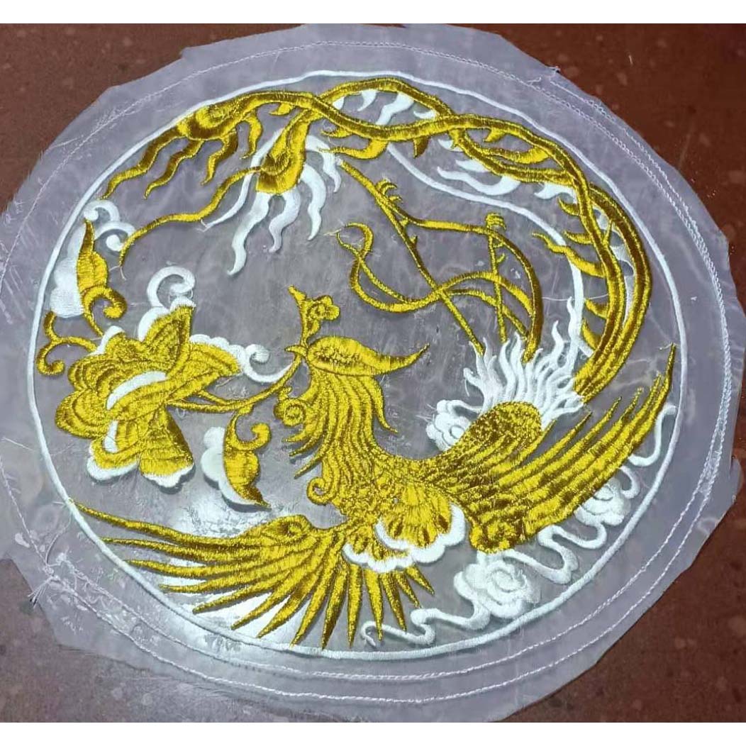 Golden Line Fengbird Round Cloud Chinese Fengyun Embroidery Subsidy Bangrobe Clothing Decoration