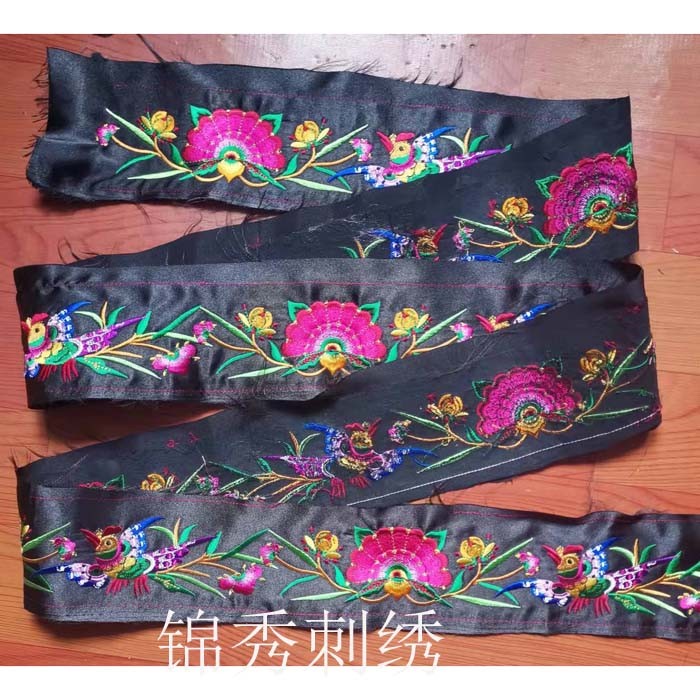 Color retro ethnic wind Heavy work embroidered solid flowers lace handmade diy exotic clothing accessories