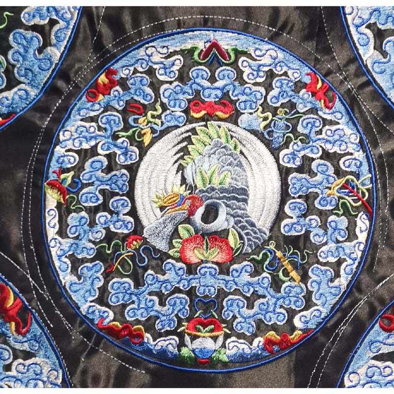 The Qing Dynasty women's dress complement embroidery machine embroidered embroidered sheet fine and delicate Xiang Yunxian Fairy Crane Tonic technique embroidered