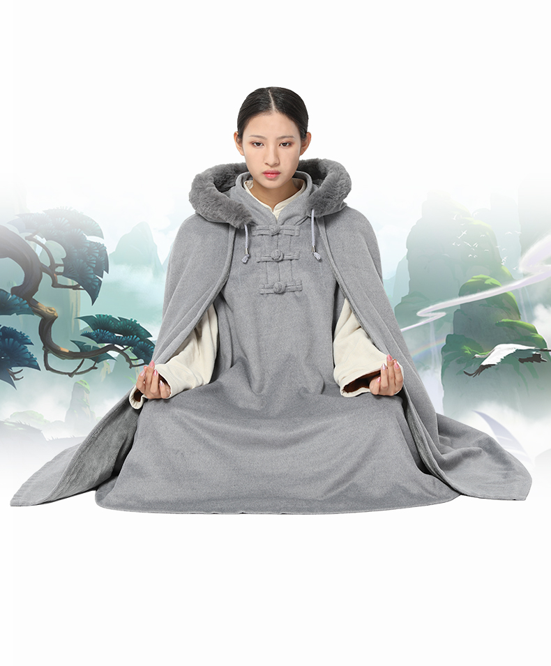 Shang Yuan mùa đông lạnh mới tập len và nhung trong chiếc áo choàng áo gió 僧人 居士 áo gió chống nước