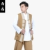 Shang Yuan mùa xuân và mùa hè ramie thoáng khí vest vest màu xanh dương áo đồng phục nhà sư áo khoác nhà sư - Dệt kim Vest Dệt kim Vest