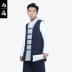 Shang Yuan mùa xuân và mùa hè ramie thoáng khí vest vest màu xanh dương áo đồng phục nhà sư áo khoác nhà sư - Dệt kim Vest Dệt kim Vest