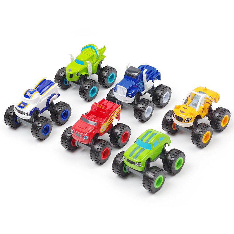 Toy Car for Boys, Alloy Pull-Back Inertia Flame and Monster Truck, Sliding Bigfoot Car, Whirlwind Speed Cartoon