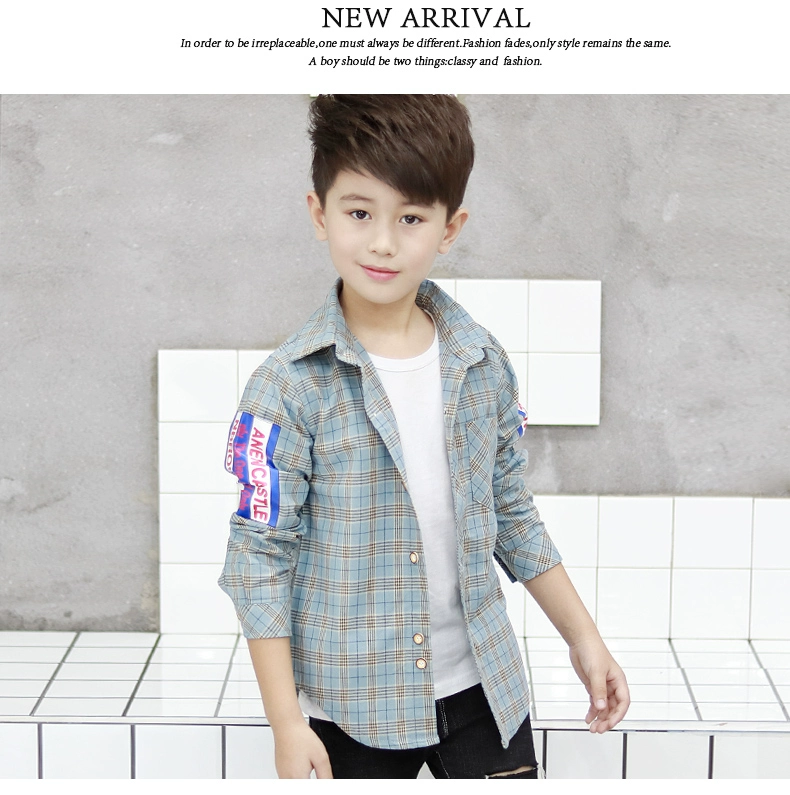 Áo sơ mi kẻ sọc dài tay 2019 Xuân Mới Vừa Lớn Big Boy Top Boy Fashion Áo cotton Hàn Quốc - Áo sơ mi sơ mi dài tay bé trai 