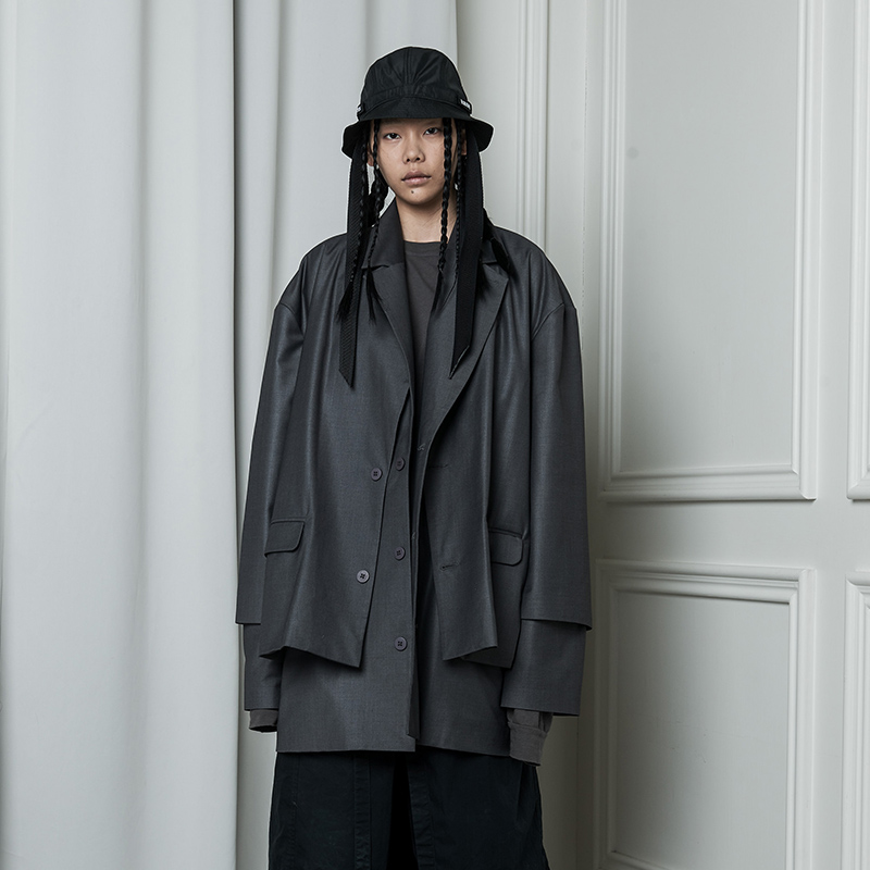 The Dirty Collection Fall dummy Two design laminated splicing loose wave suits jacket male and female