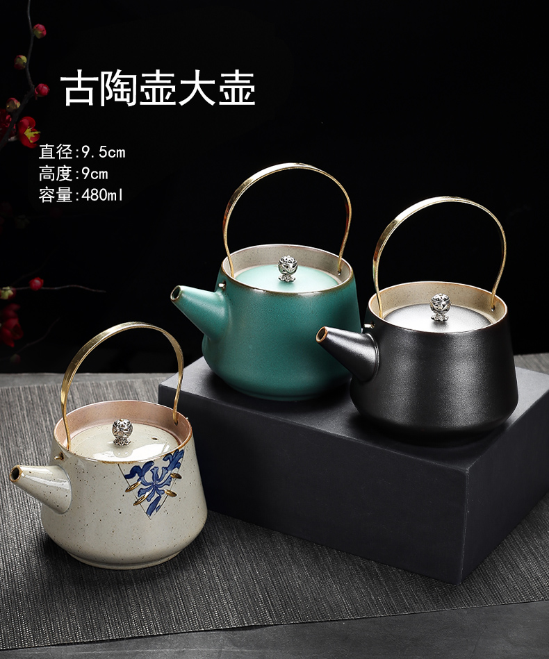 Archaize ceramic teapot girder pot tea ware domestic copper restoring ancient ways is the single pot of tea kettle Japanese kung fu tea set