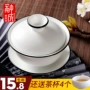 Bộ bát trà tách trà Bộ bát trà lớn bộ bát ba mảnh Kung Fu tay cầm nồi nồi sứ trắng - Trà sứ bình trà thủy tinh chịu nhiệt