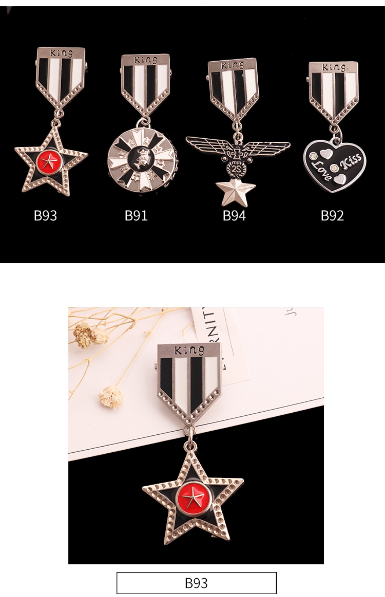Phiên bản tiếng Hàn của Đại học Anh hải quân gió nam và nữ huy chương epaulettes kim loại năm cánh sao đại bàng huy hiệu Hàn Quốc trâm cài trâm cài áo cao cấp