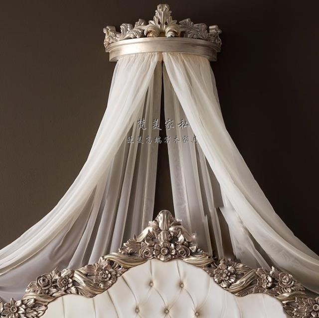 Eurostyle Solid Wood Carving Bed Mantle Rack Method Palace Light Extravagant Princess Room Girl Mantle Yarn Frame Children's Sleeve Decorative Crown Shelf