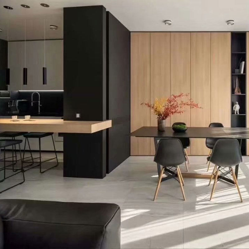 Black wood veneer black samurai decorative panel solid wood veneer background wall wall panel TV mm paint-free board customization