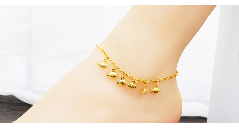 New Hong Kong 18K vòng chân vàng nữ mô hình cá vàng 99 vàng đầy đủ không phai vòng tay vàng 24K tặng quà đặc biệt - Vòng chân lắc chân nữ 10k