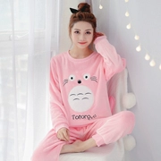 Đồ ngủ nữ mùa đông san hô nhung dày chinchillas flannel mùa đông ấm áp dễ thương hoạt hình dịch vụ nhà phiên bản Hàn Quốc có thể mặc