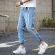 Quần jeans nam 9 điểm mùa hè phiên bản Hàn Quốc của quần lọt khe màu sáng cho bé trai quần hợp thời trang quần harem quần nam - Quần jean