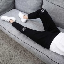 Spring hole black 9 nine-point jeans mens Korean slim spring and autumn small pants trend mens pants