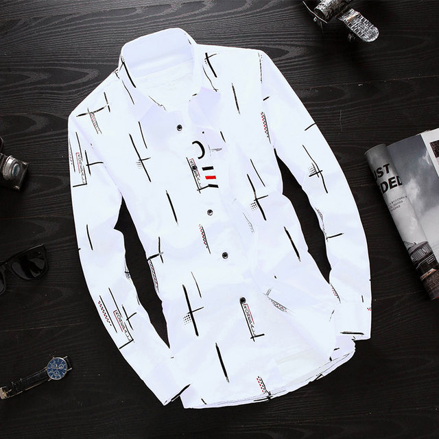 Summer long-sleeved plaid shirt men's Korean version slim youth white shirt trendy men's shirt jacket men