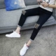 Mùa hè đen kéo dài chín điểm quần jeans nam phiên bản Hàn Quốc của quần tu luyện 9 điểm chân quần thủy triều nam mỏng phần quần nam - Quần jean áo nam đẹp