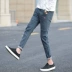 Mùa thu đen 9 điểm quần jeans nam Phiên bản Hàn Quốc của quần lọt khe quần thủy triều nam thường co giãn 9 điểm quần nam quần áo thể thao nam Quần jean