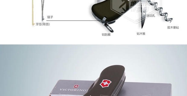 Thợ săn dao quân đội Thụy Sĩ chính hãng Vickers (xanh) 0.8873.4 đa chức năng gấp dao Thụy Sĩ chính hãng dao đa năng Mỹ