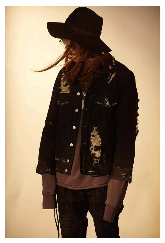 áo rét nam Áo khoác denim in họa tiết đường phố cao cấp CATSSTAC Áo khoác nam thương hiệu hợp thời trang Xuân Thu áo bò nam