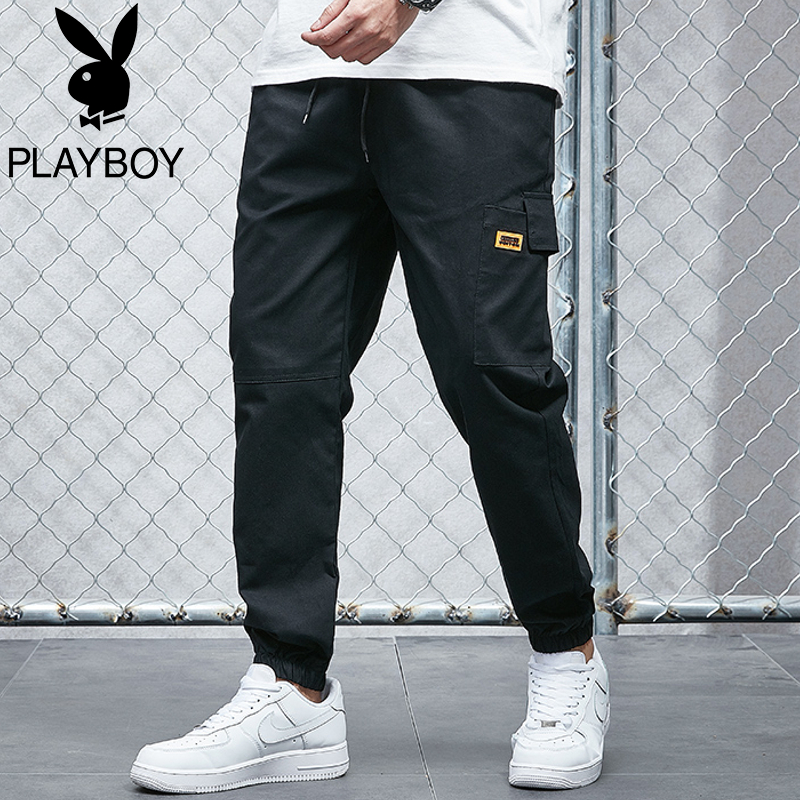 quần Playboy nam xu hướng Hàn Quốc phiên bản của mùa hè mỏng xà cạp loose-fitting quần chín điểm quần Harlan giản dị