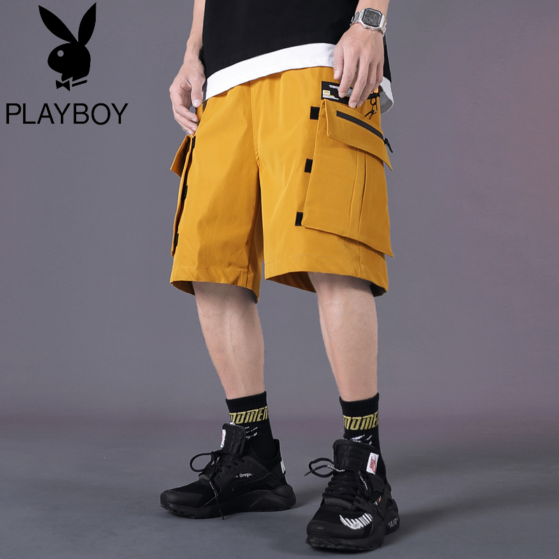 Playboy màu gradient bảo hộ lao động đầy màu sắc quần short bé trai laze ins phản chiếu thương hiệu thủy triều lỏng giản dị quần năm điểm