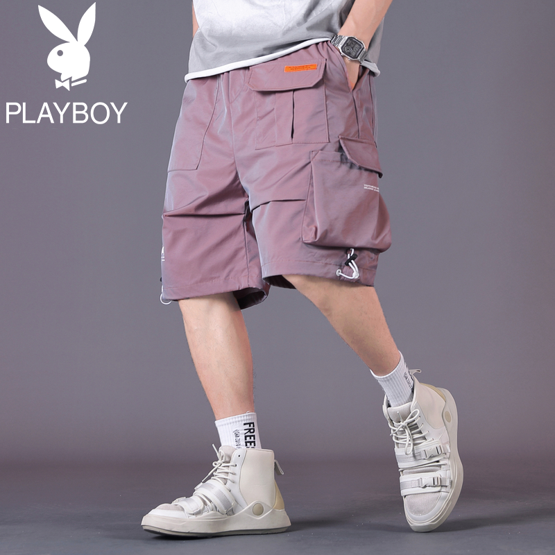 Quần soóc dùng hàng Playboy mùa hè của nam giới loose-fitting ins sóng màu năm điểm quần nam bãi biển mặc quần