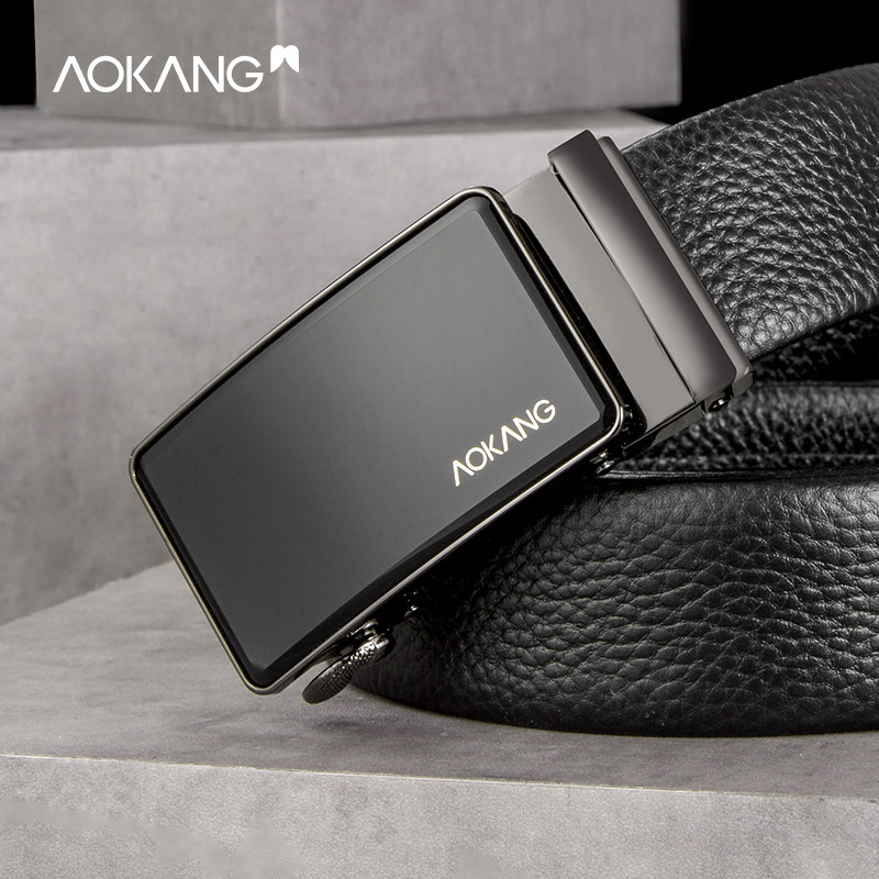 (GIFT GIFT CANINE) Oconbelt head layer cow leather automatic buckle belt for men's genuine leather business casual pants