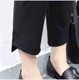 2021 ຕົ້ນດູໃບໄມ້ລົ່ນໃໝ່ CNZ Classic Black Versatile Elastic Pants High Waist Pants Casual Harem Pants with Diagonal Slits 5059