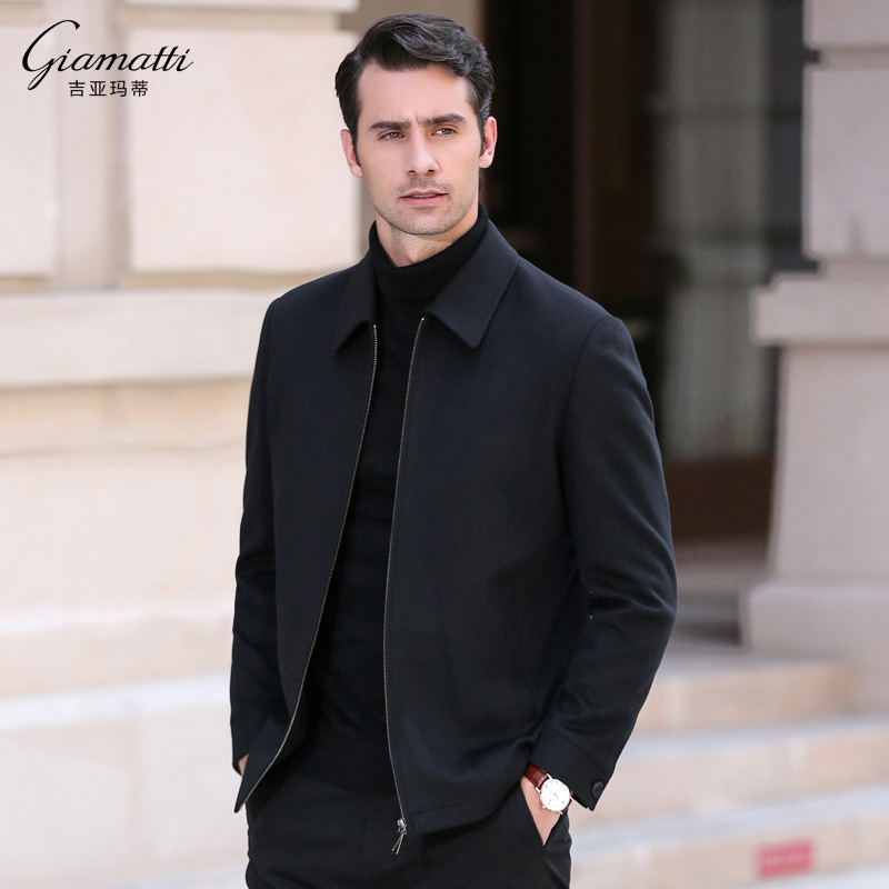2021 winter men's wool coat middle-aged and elderly business thickened woolen short casual woolen coat dad wear