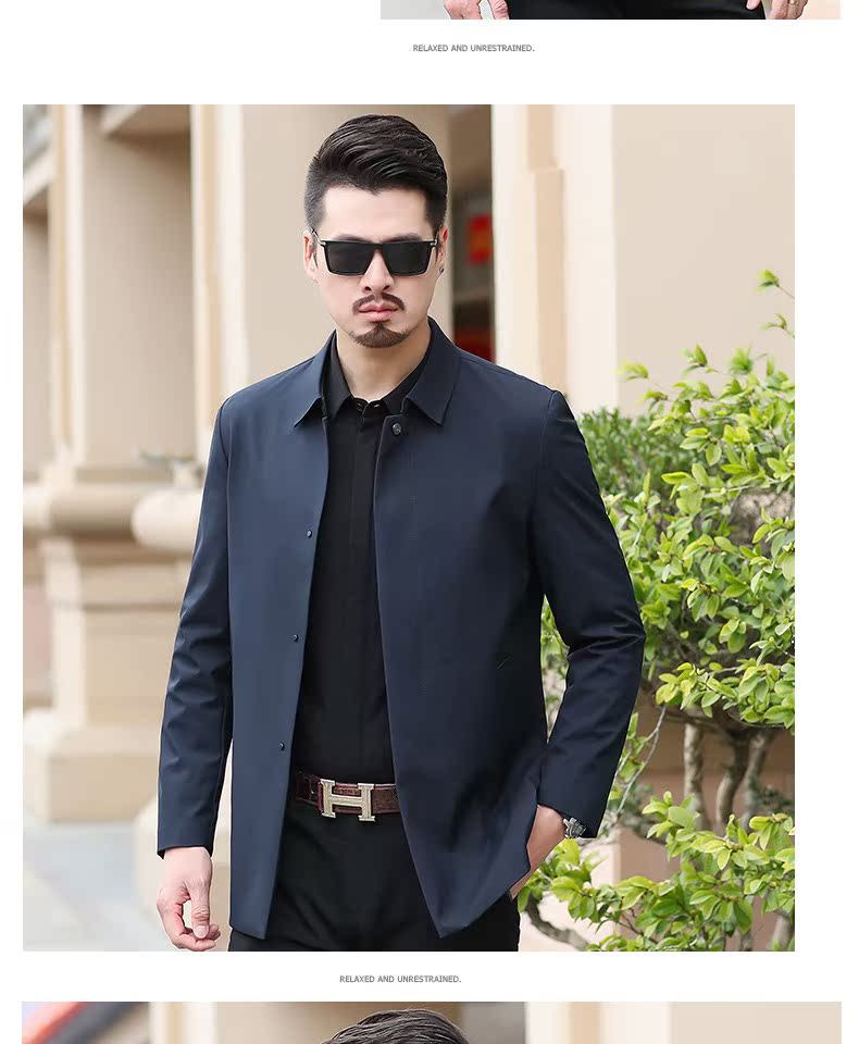 Áo xuân nam 2019 quần áo gió nam trung niên kinh doanh ve áo trong phần dài áo gió nam mỏng phần thường áo khoác bố - Áo gió áo gió phao nam