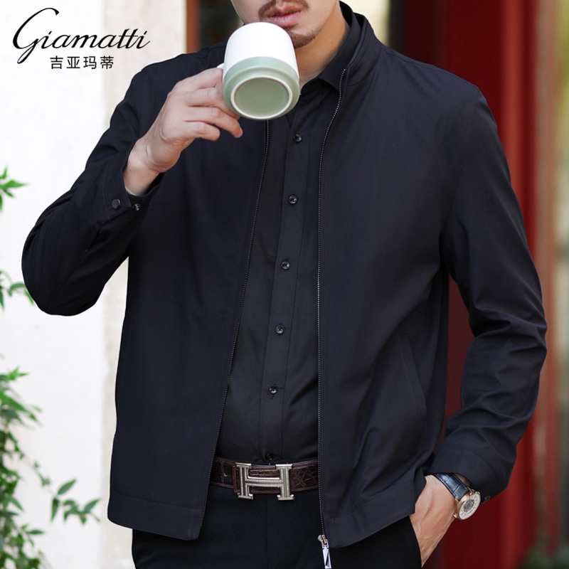 2022 spring and autumn men's jacket middle-aged business stand-up collar casual middle-aged and elderly spring jacket thin coat dad outfit