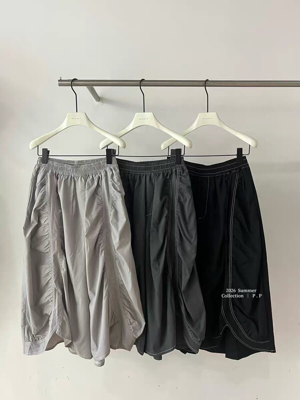 Four in One 2026 Summer New Niche Design Pleated Pants Eight-Point Length Women's Casual Versatile Trendy Pants