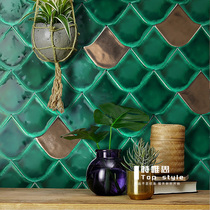 Nordic fish scale handicraft brick kiln change retro kitchen bathroom tile metal glazed restaurant bar toilet wall tile