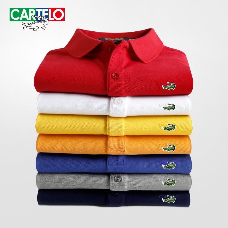 Cartelo Crocodile Genuine Summer Short-Sleeved Men's Pure Cotton Polo Shirt Short T-Shirt Men's Lapel V-Neck Business Casual Men's