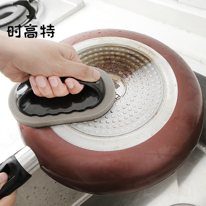 With handle to remove stains kitchen cleaning sponge wipe nano descaling wash pot bottom black dirt artifact diamond casserole brush