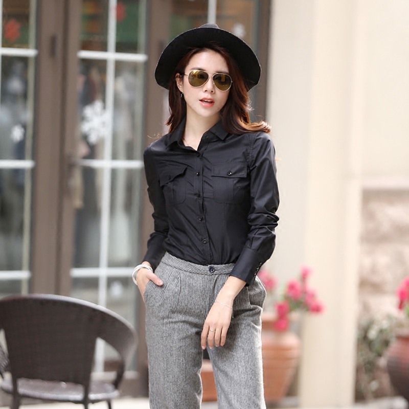 2022 Spring and Autumn Renaissance Neutral Fengyu with a feminine pocket shirt with a tie - collar