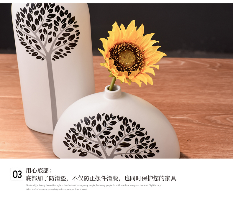 Combination of I and contracted white ceramic vase three - piece creative Nordic furnishing articles, TV ark, wine flowers