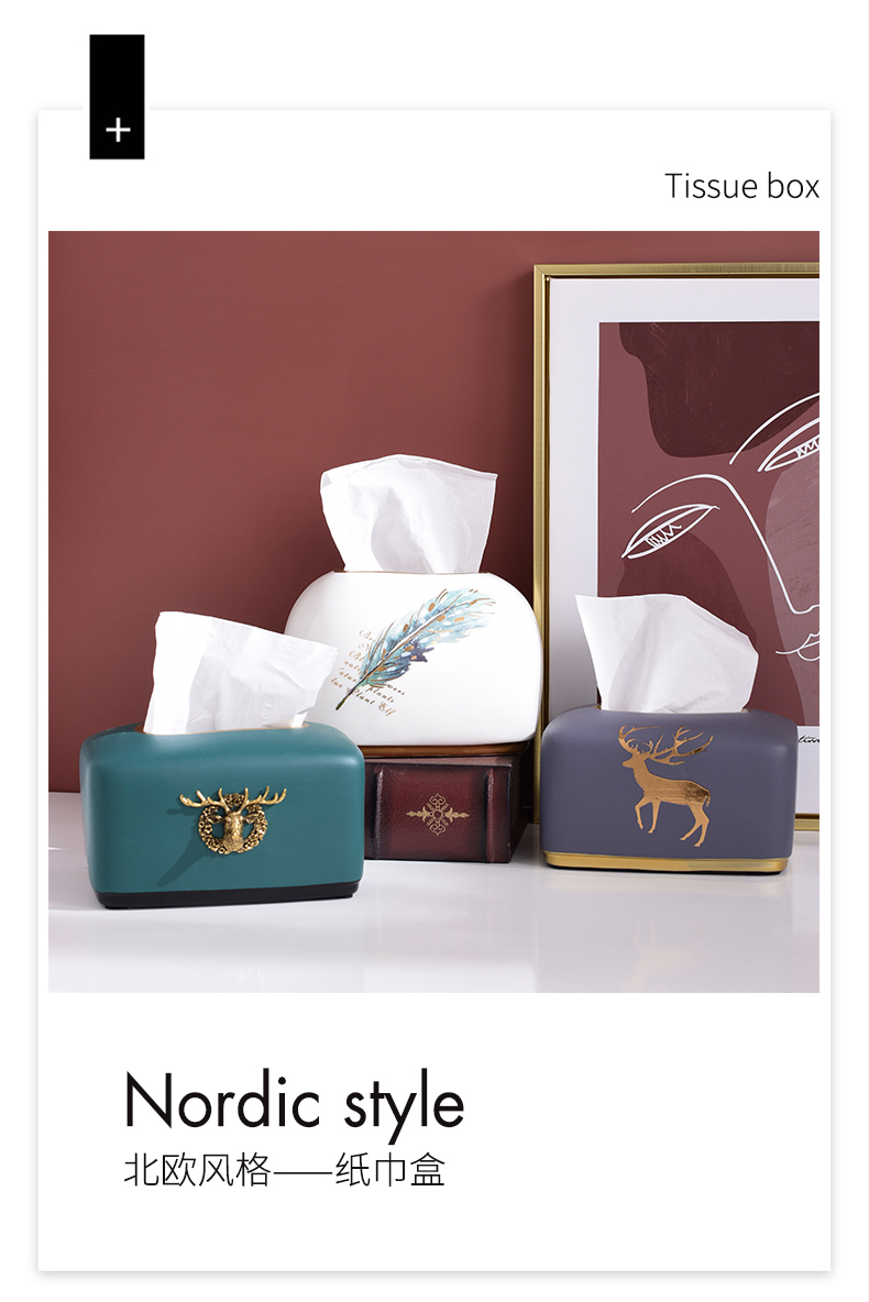 Nordic tissue box, smoke box home sitting room tea table napkin box of American ceramic restaurant bedroom paper boxes