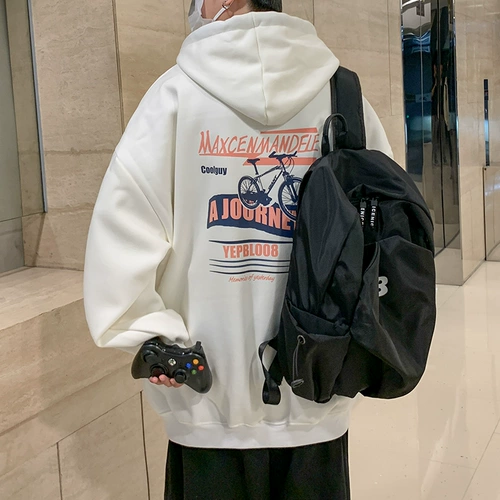 Tide, демисезонная толстовка с капюшоном, трендовые джинсы с начесом, куртка, оверсайз