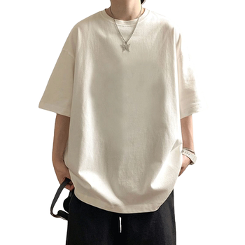 Trendy loose solid color versatile short-sleeved t-shirts for men and women