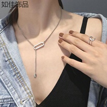 South Korea East gate s925 silver fashion geometric necklace female retro brief current Su pendant lock bone chain European and American tides